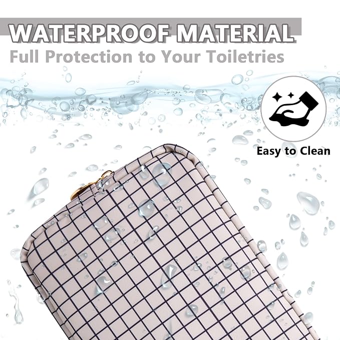 Small Makeup Bag Pouch for Purse，Nylon Travel Toiletry Storage Bag Preppy Checkered Cosmetic Bag for Women Girls，Waterproof Makeup Organizer Bag Pouch Skincare Bag with Zipper (Small-Checkered)
