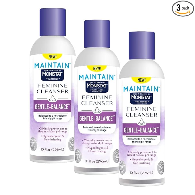 Monistat Gentle-Balance Feminine Cleanser for Women, Feminine Wash with Lactic Acid and Oatmeal Extract, Fragrance-Free, pH Balanced, 10 Fl Oz (Pack of 3)