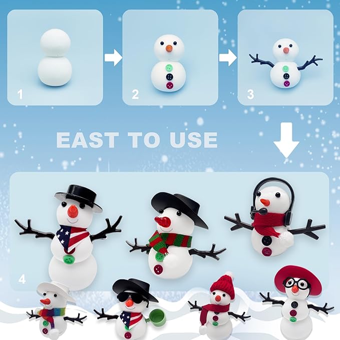 Christmas Snowman Crafts Sets，Build a Snowman Crafts Kit for Kids, Modeling Clay Christmas Snowman DIY Sets clay kit for kids, Christmas Stocking Stuffers for Kids, Christmas Crafts Xmas Gift