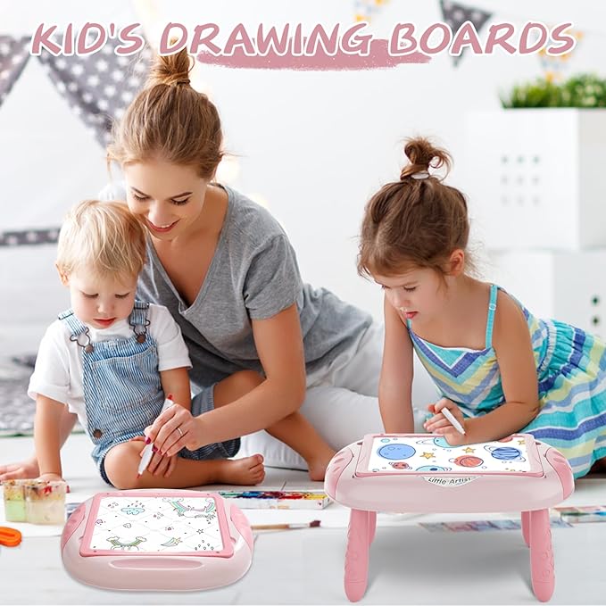 Magnetic Board for Kids, Gifts for 1-2 Year Old Girls with Magnetic Letters and Numbers, Toddler Easel for Girl Birthday Christmas Gifts (Pink)