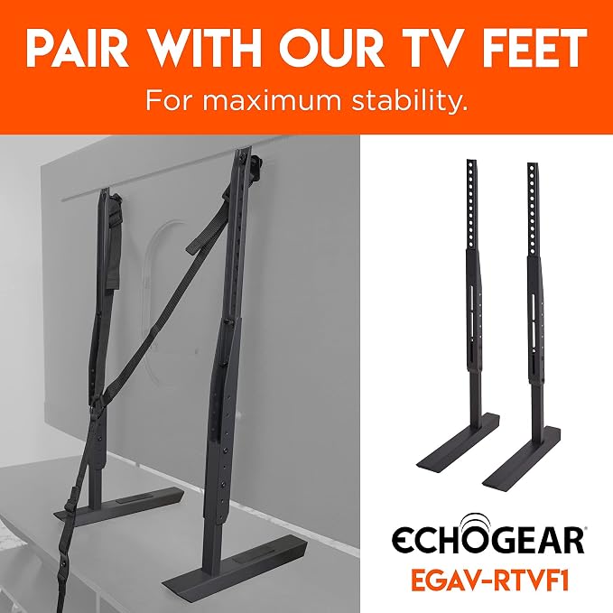 ECHOGEAR TV Safety Straps for Big TVs – Heavy-Duty Anti-Tip Anchors for TVs Up to 90” – Secure to Wall or Furniture – Pre-Assembled for Easy Baby Proofing & Earthquake Protection