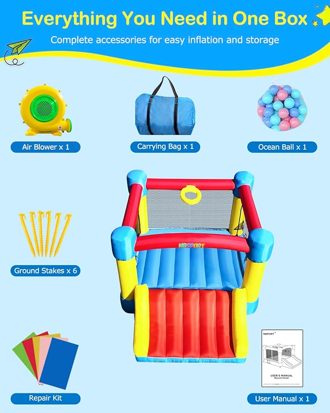 Inflatable Bounce House for Kids Ages 3-8 - Largest 6.7'x8.4' Jump Zone, Big Kids Bouncer Castle with Slide | Blower Included | Backyard Party & Birthday Gift