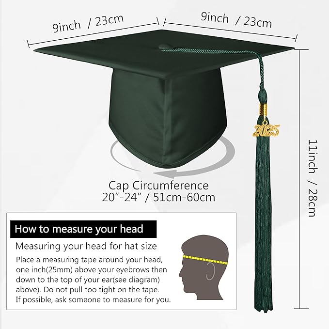 GraduationMall Matte Graduation Gown Cap Tassel Set 2025 for High School and Bachelor