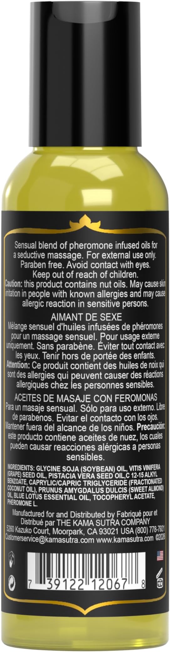 KAMA SUTRA Sex Magnet Pheromone Massage Oil Blue Lotus- 2 Fl Oz Blue Lotus Massage Oil