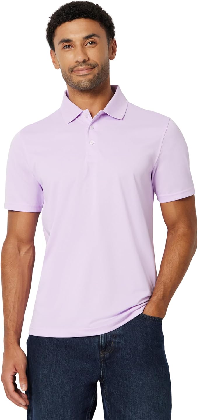 Amazon Essentials Men's Moisture Wicking Golf Polo Shirt, Short Sleeve, Slim-Fit, Quick-Dry, Active Wear