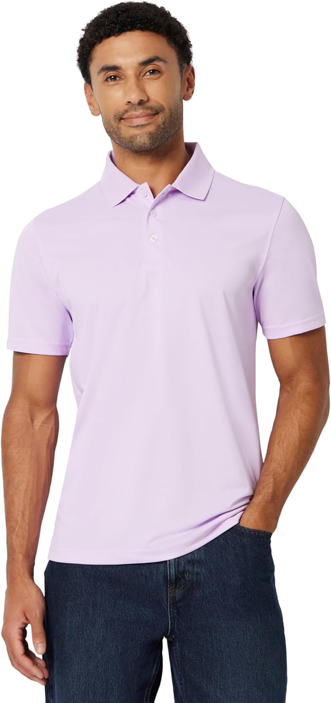 Amazon Essentials Men's Moisture Wicking Golf Polo Shirt, Short Sleeve, Slim-Fit, Quick-Dry, Active Wear