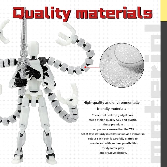 Assembly Completed T13 Action Figure 3D Printed Multi-Jointed Movable T 13 Nova 13 Robot 13 Action Figure Desktop Decorations for Game Lovers (Night Light, 7.2 Inch)