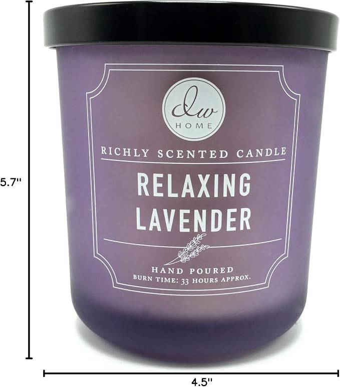 DW Home Relaxing Lavender Scented Candle for Home, 9 oz, 8.8 oz Candle Jar, Up to 33H Burn Time, Luxury Scented Candle for Relaxation, Gifting, Home Décor