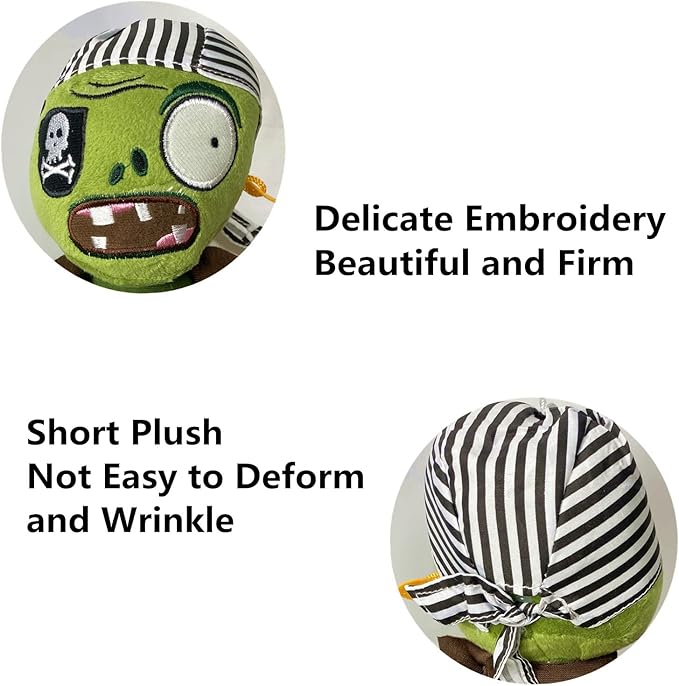 3 PCS PVZ Plant and Zombies Plush Sets Toys Stuffed Soft PVZ Figure Doll Swashbuckler, Pirate, New Pirate Zombie Great Gift for Christmas, Birthday New