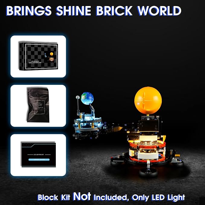 Vaodest Led Light for Lego 42179 Technic Planet Earth and Moon in Orbit Building Blocks Model,Design and Configuration Compatible with Model 42179(Led Light Only, Not Building Block Kit)