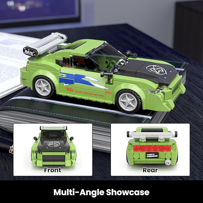 Mould King Super Sports Car Building Set with Display Case, 338 Piece Race Car Model Construction Toy for Boys and Adults, Collectible Vehicle Blocks Kit
