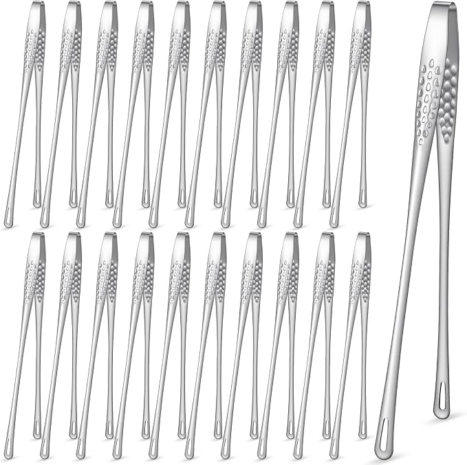 20 Pcs 11 Inches Stainless Steel Korean BBQ Grill Tongs, Kitchen Cooking Tweezers Multi-Purpose Barbecue Tong Portable Clamp Tool Kitchenware for Outdoor BBQ Home Buffet Salad Steak