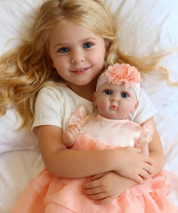 Realistic Reborn Baby Dolls Boy 17-Inch Realistic Baby Doll Soft Vinyl Lifelike Babe Newborn Babe Dolls Accessories for 3+ Years Old (Orange)
