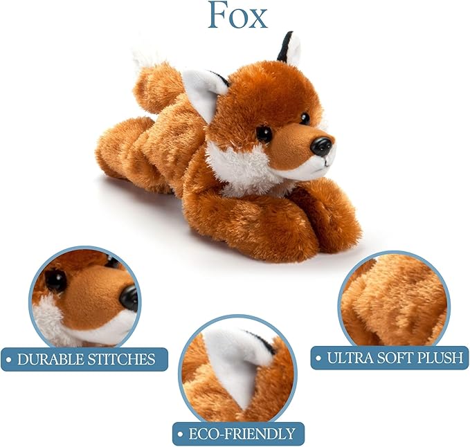 The Petting Zoo Red Fox Stuffed Animal Plushie, Gifts for Kids, Scoopz Wildlife Animals, Fox Plush Toy, 8 inches