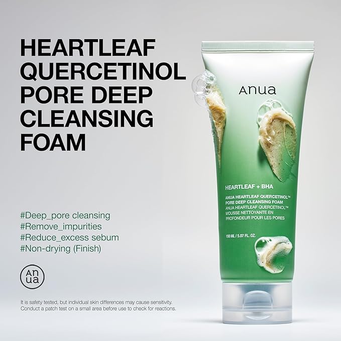 ANUA Cleansing Routine Set : Heartleaf Low pH Deep Cleansing Water & Quercetinol Pore Deep Cleansing Foam, Korean Skincare