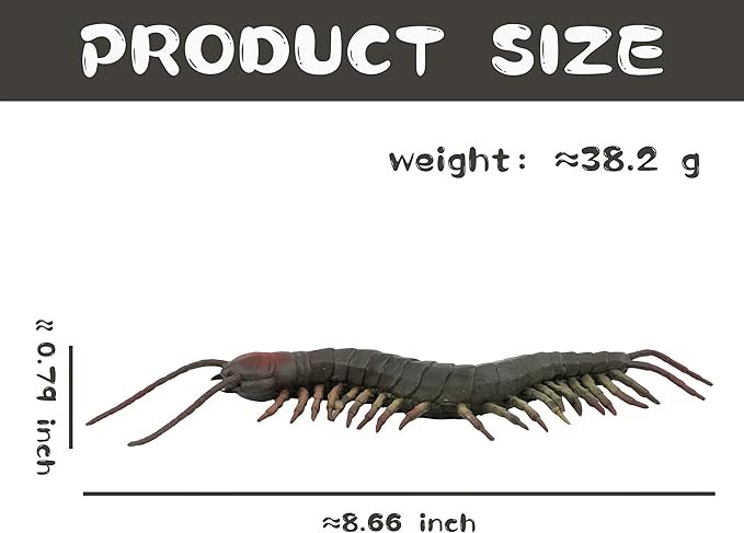 Reptile Figurine Soft Rubber Toy, Tropical Jungle Animals with Centipede, TPR Super Stretch Toy for Kids, Perfect for Gifts, Party Favors, and School Projects (Centipede)