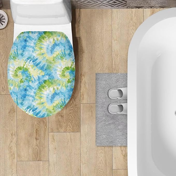 Abstract Painted Toilet Seat Cover, Machine Washable Reusable Toilet Seat Cover, Fits Most Round, Elongated and Oval Toilet Lid Cover
