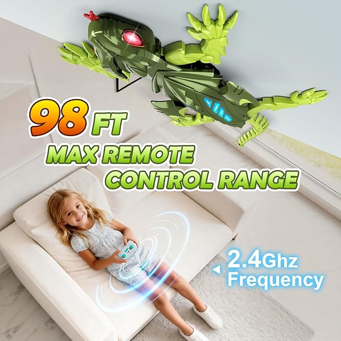 Wall Climbing Gecko Lizard, Kids Toys Remote Control Car, Rechargeable Wall Crawler Gecko Robot, Cool Prank Birthday Xmas for Grandkids Girls Kids Toys for Boys Ages 6 7 8 9 10