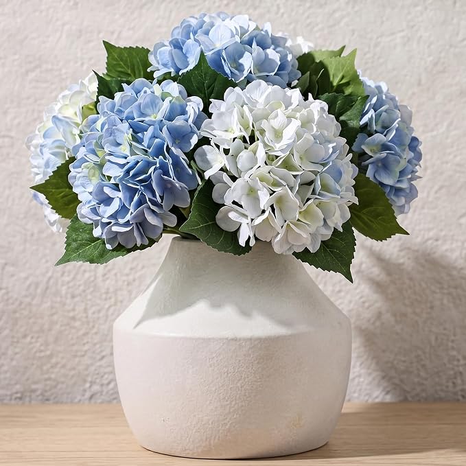 White Ceramic Flower Vase for Centerpieces, 5.2in Small Ceramic Vases | Waterproof Pottery Vases for Flower, Hydrangeas, Home Decor, Living Room,Table Decorative, Handcrafted