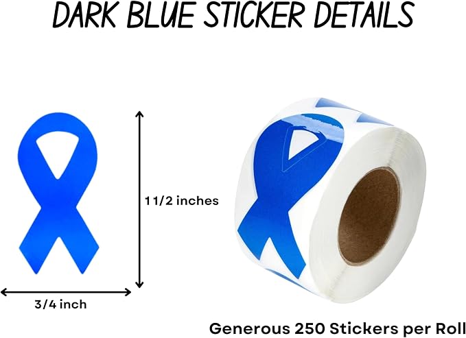 Small Ribbon Shaped Awareness Stickers - Perfect for Decoration, Awareness Events, Support Groups and Fundraing - 2 Rolls