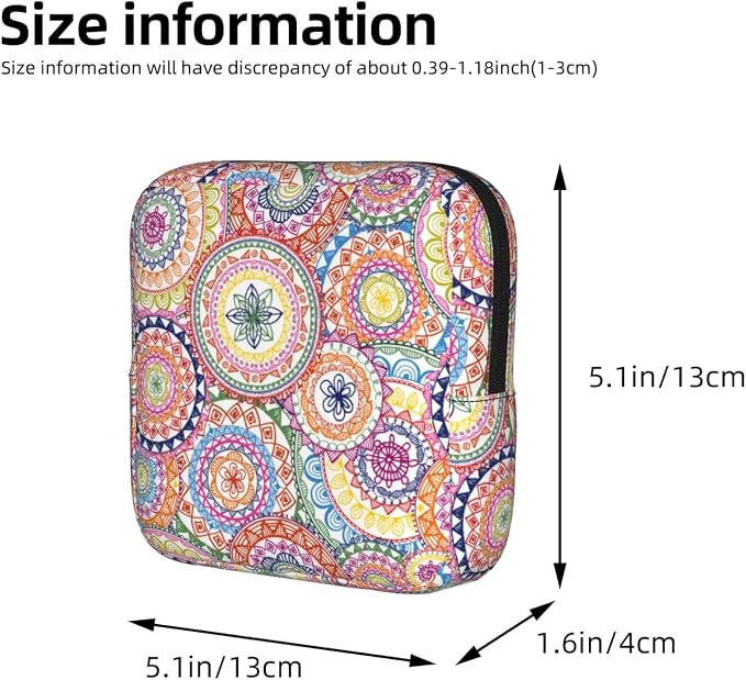 Mandala Flower Boho Mandalas Floral Period Bag For Women,Portable Sanitary Napkin Period Pad Pouch For Purse, Small Make Up Bags