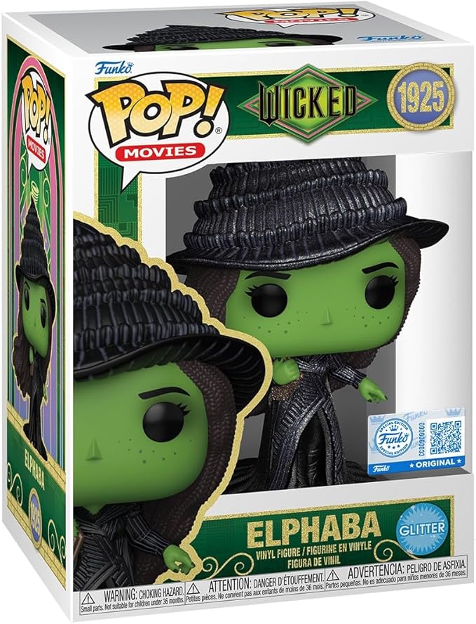 Funko Pop! Movies: Wicked Pt. 2 - Elphaba - Glitter - Amazon Exclusive - Collectable Vinyl Figure - Gift Idea - Official Merchandise - Toys for Kids & Adults - Movies Fans - Figure for Collectors