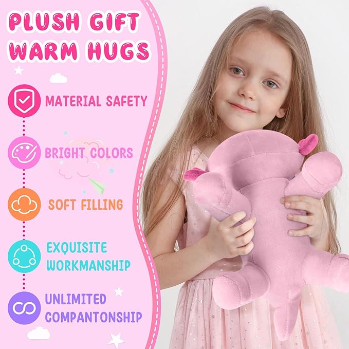 11.02 inch Plush Axolotl Stuffed Animal, Axolotl Plush Toys, Cute Stuffed Cotton Plush Pillow Kawaii Salamander Gifts for Girls & Boys, Plushies has (Pink Axolotl)