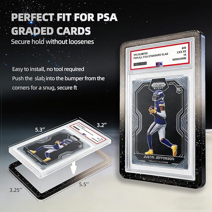 NAKIS Slab Guard for PSA Graded Cards, 1 Pack TPU Slab Protector Graded Bumper Guard for PSA Graded Card Only, Gradient Color Glitter Limited Edition, COLOR5
