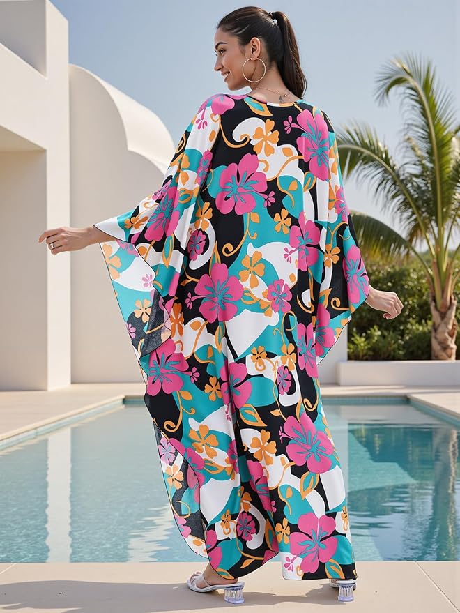Mumu Dresses for Women Plus Size, Bohemian Kaftan Beach Cover Up Long Maxi Nightgown Soft Loungewear
