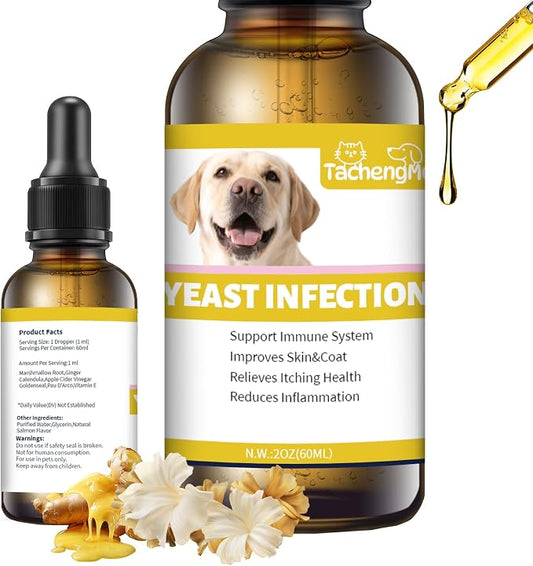Natural Yeast Infection Treatment for Dogs, Helps to Support Itch Relief, Dog Ear Infection Treatment & Dog Yeast Infection Treatment for Dogs Help Supports Allergy, 60ml 1 Pack