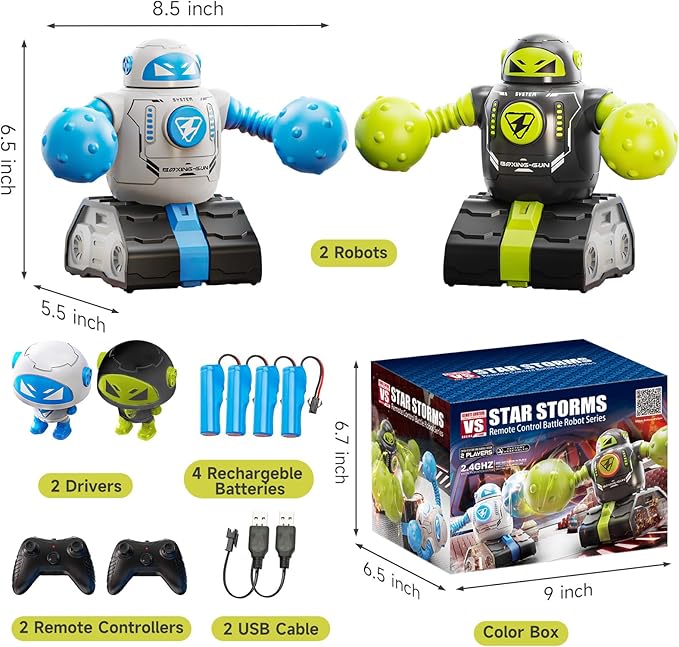 Remote Control Fighting Robots Game Set of 2, RC Ejecting Battle Bots with Light & Sound, Fun Electronic Battle Robots Toys, Christmas Birthday Gifts for Kids Boys Age 6+ Year Old
