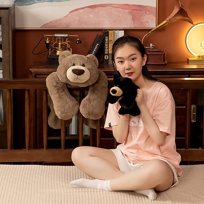 Weighted Stuffed Animals, Weighted Bear Stuffed Animal Toy Black Bear Plush Throw Pillow Gifts for Boys Girls, 11.8 inch