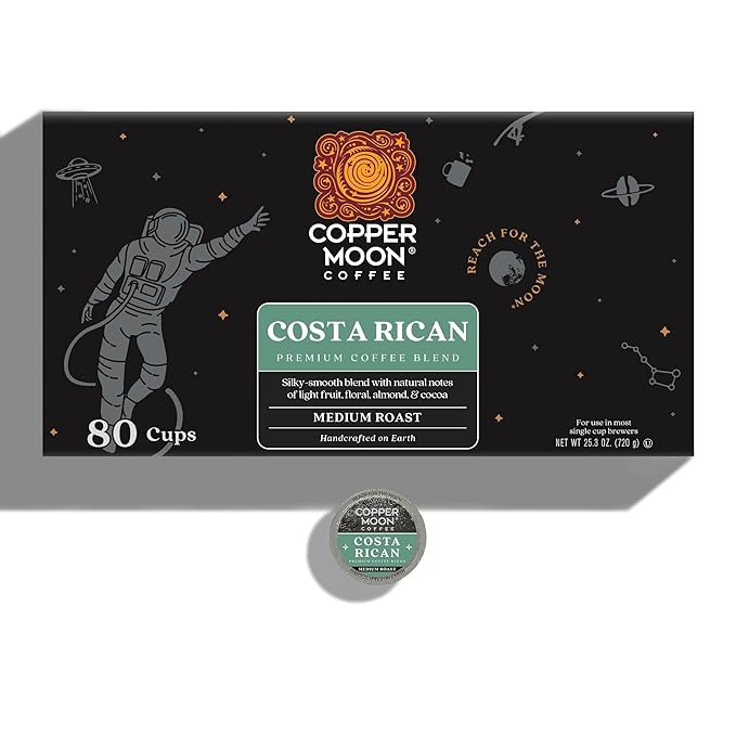 Copper Moon Single Serve Coffee Pods For Keurig K-Cup Brewers, Medium Roast, Costa Rican Blend, 80 Count