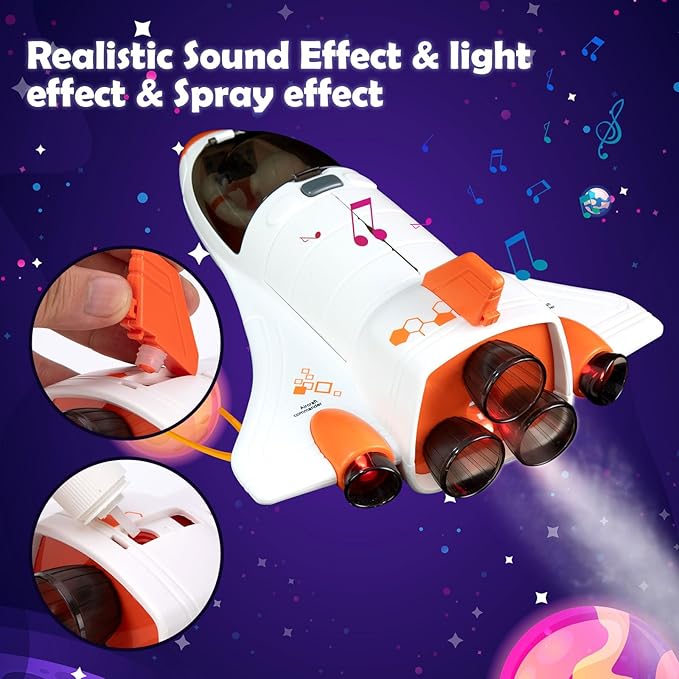 Spaceship Toy for Kids, Space Rocket with Astronaut, Spacecraft Playset with Light and Sound, Real Steam/Vapour Function