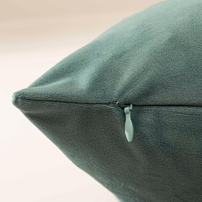 24x24 Velvet Throw Pillow Covers Set of 2 for Couch Sofa Bed,Emerald Blue | JUSPURBET Decorative Pillow Covers with Invisible Zipper for Modern Living Room Bedroom Home Decor