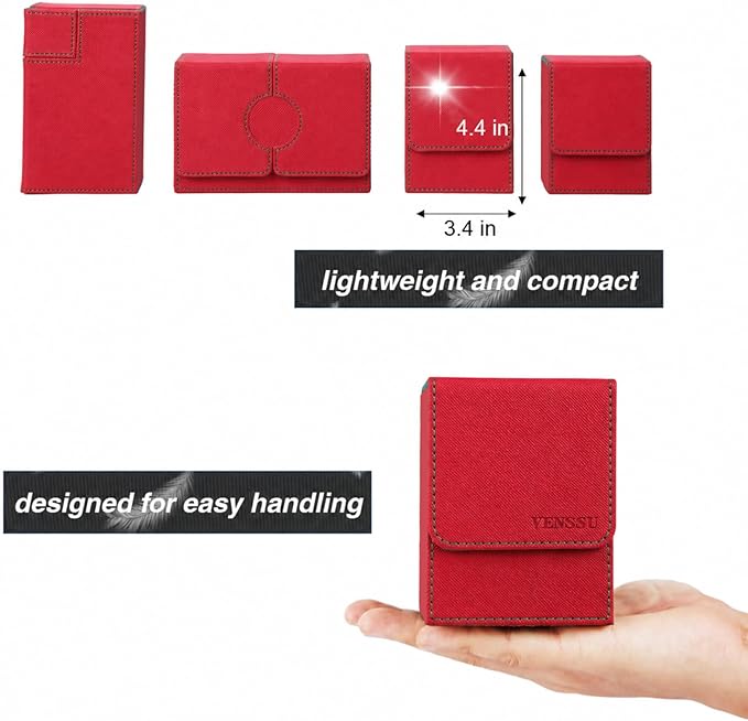 Venssu MTG Deck Box with Commander Display, Card Deck Box Fits 100 Double Sleeved Cards, TCG with 2 Dividers and 1 Toploader (Red and Green)