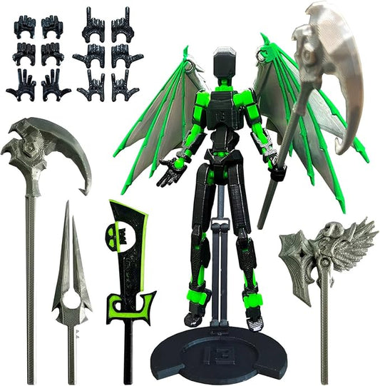 (Assembly Completed) T13 Action Figure, 5.5 Inch 3D Printed Multi-Jointed Movable Dummy 13 Toy,Dummy 13 Robot Action Figure with Lots of Weapons, Black