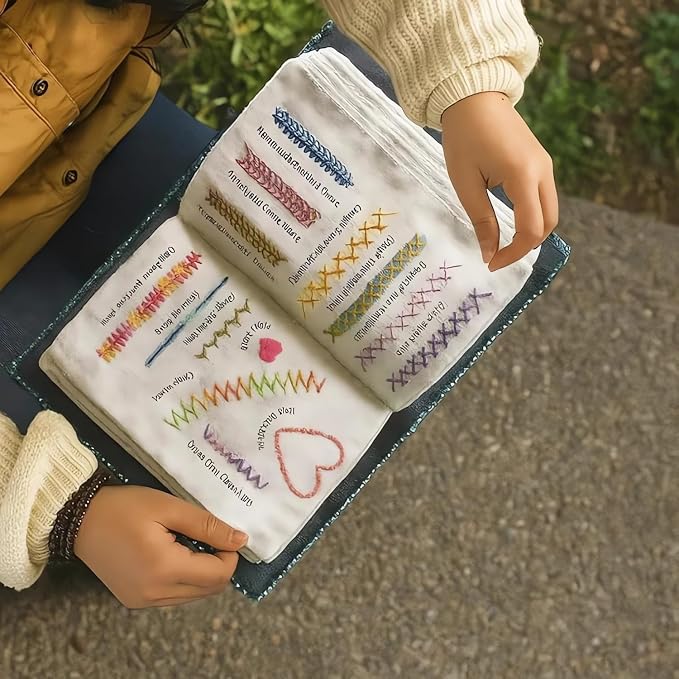 Embroidery Stitch Book Kit, 2026 New Embroidery Book, Complete Sewing Tools & Tutorials for Beginners, Portable DIY Kit with Floral Motifs, Ideal Gift for Craft Lovers & DIY Enthusiasts (1 Set)