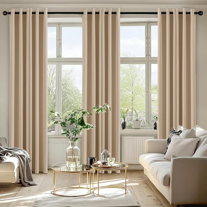 MIULEE Blackout Curtains for Bedroom 2 Panel 40x84 Inch Long Biscotti Beige | Thermal Insulated, Living Room Darkening Grommet Drapes, Noise Reducing, Light Blocking Window Treatments