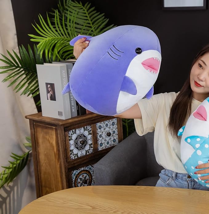 12.9 Inch Soft Purple Shark Plush Hugging Pillow - Cute Shark Stuffed Animal Plushie for Kids
