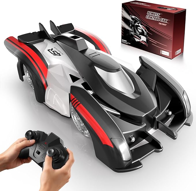 Wheat Run Wall Climbing Remote Control Car, Dual Mode 360° Rotating RC Stunt Car with Headlight, USB-C Rechargeable Race Vehicle, Indoor Wall Toys for Boys Ages 3+, Gifts for Kids Birthday