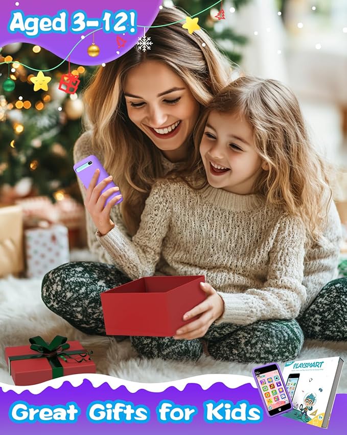 MOMILLA Toys Kids Smart Phone, Birthday Gifts for Girls, Kids Phone with 3.97" Touchscreen, 16 GB Mini Play Cell Phone, Toddler Toys for Girls Age 3 4 5 6 7 8 9 10 Years Old (Front Camera Only)