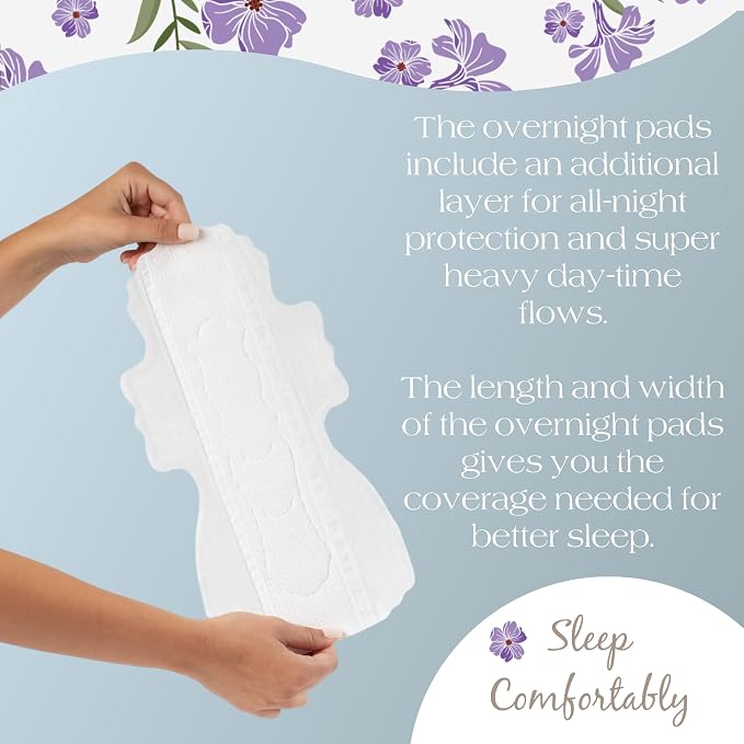 Maeves Pads Ultra Thin Feminine Care, Maxi, Sanitary Napkins with Wings for Super, Extra Heavy Flow Pads, Large, Extra Long Overnight Flow Multipack Period Pads for Women - 18 Count
