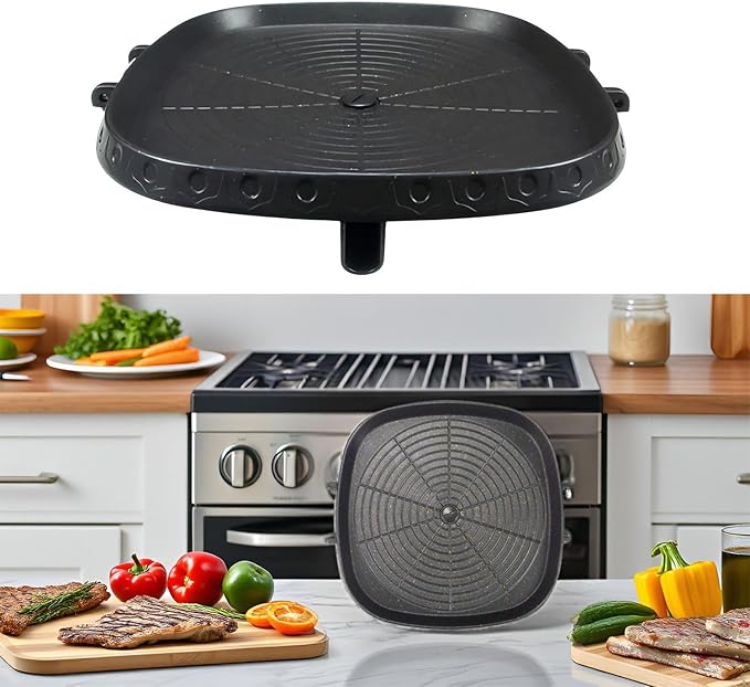 Korean Style Square Grill Pan with Maifan Coated Surface,Non-stick Smokeless Barbecue Stovetop Plate for Indoor Outdoor BBQ