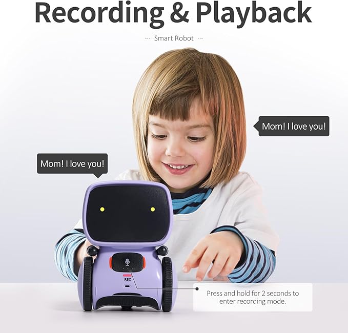 GILOBABY Kids Robot Toys, Interactive Toys Companion Smart Talking Robotic with Voice Control Touch Sensor, Singing, Dancing, Recording, Repeat, Birthday Gifts for Girls Ages 3+ Years (Purple)