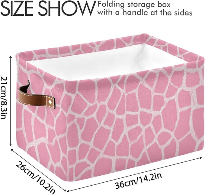 Aslsiy Storage Basket Abstract Modern Giraffe Print Nursery Bins Pink Baby Box Canvas Clothes Shelf Basket Laundry Hamper Gift Basket for Home Closet 1 Pcs