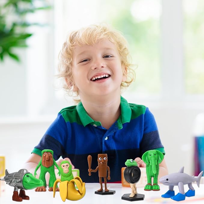 8Pcs Italian Brainrot Action Figures Tralalero Travala Toy Set With Tralalero Travala,Tung Tung Tung Sahur, Brr Brr Patapim & More - Brainrot Toys Collectible Animal Figures for Display or Gifting