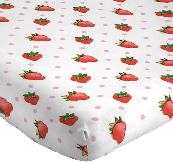 Jay Franco Kids Sheet Set with Fitted, Flat Sheets & Pillow Cover - Ultra-Soft Bedding with Pillowcase for Room Decor, White - Strawberry Shortcake, 3 Piece Twin