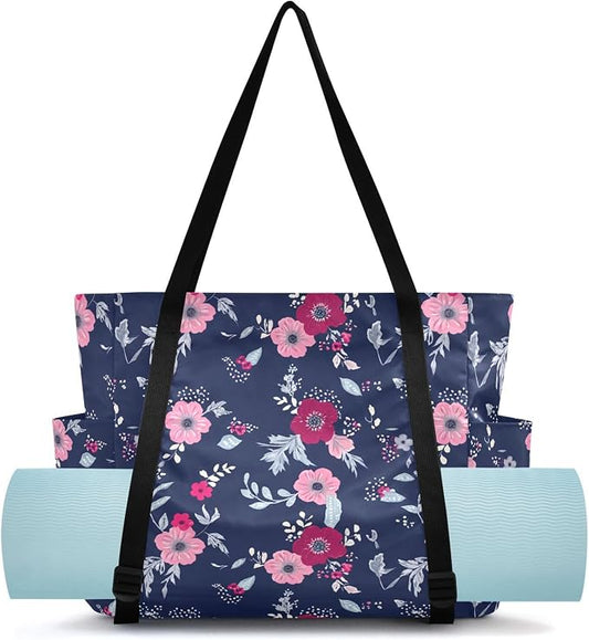 MCHIVER Yoga Bag for Women Men Large Yoga Mat Bag with Adjustable Strap Workout Bags Totes for Pilates Yoga Travel