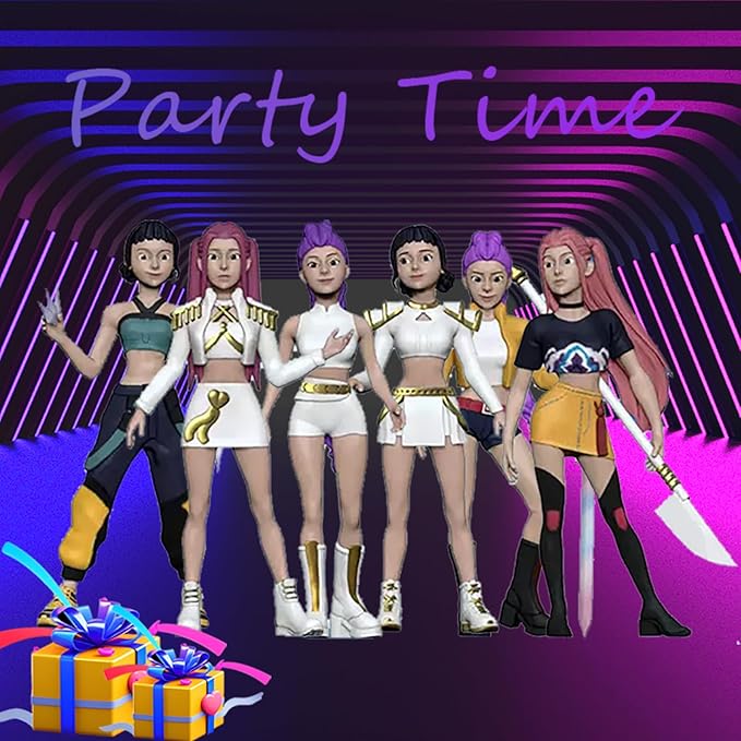 6Pcs Korean Movie Figures,Birthday Party & Office Decor,Collectors Korean Trendy Style Figurine Set Rumi Mira Cake Topper Standing with Base